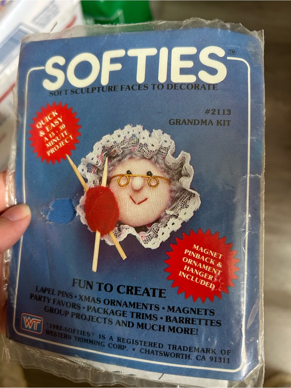 4/$50 Grandma Kit Soft Sculpture Face Craft Kit - Blue - Picture 2 of 6
